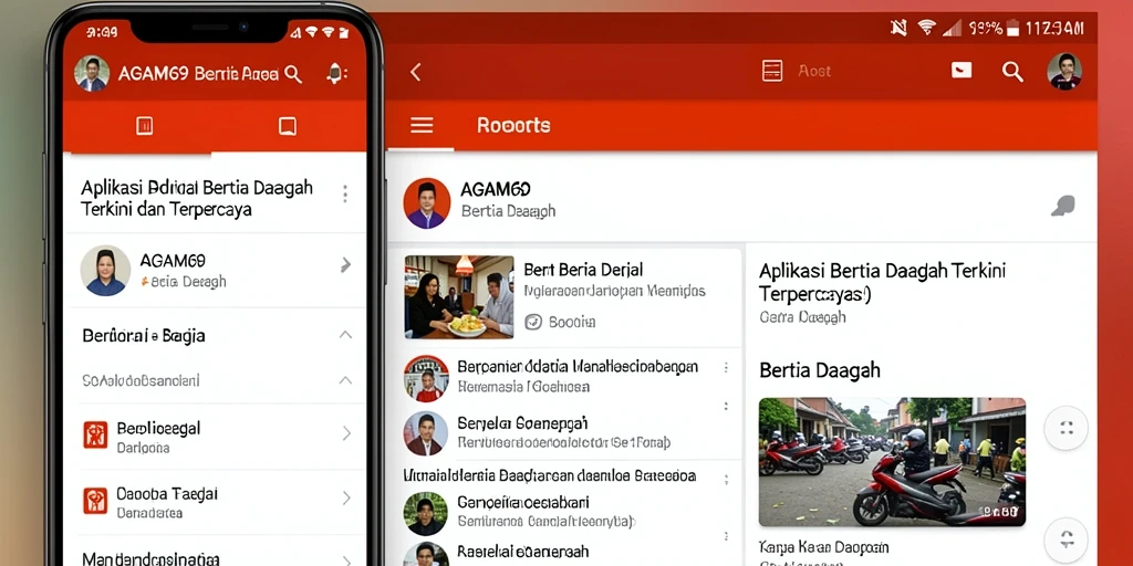 Antarmuka aplikasi AGAM69 yang menampilkan berita daerah terkini.