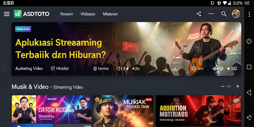 Antarmuka aplikasi ASDTOTO dengan berbagai pilihan streaming video.