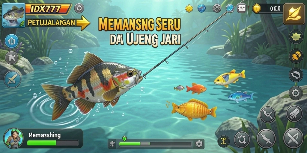 Tampilan antarmuka permainan memancing IDX777 yang menarik dan interaktif.