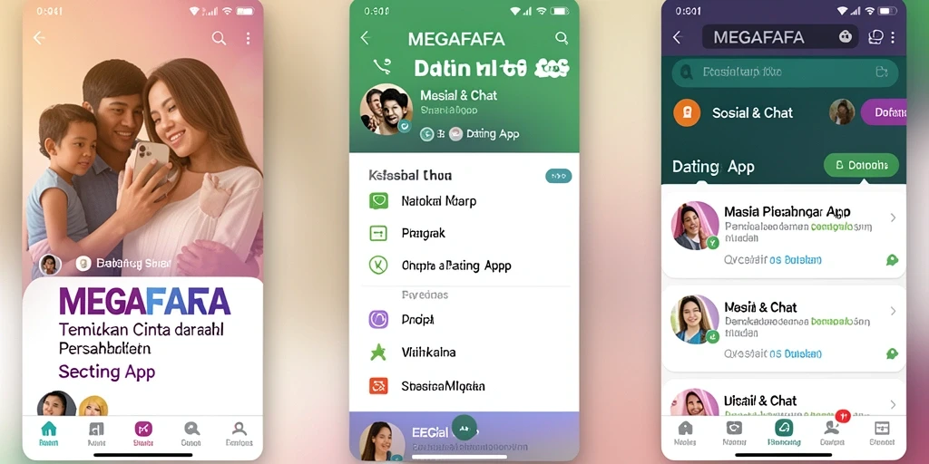 Tangkapan layar antarmuka MEGAFAFA yang menunjukkan fitur chat dan pencocokan.