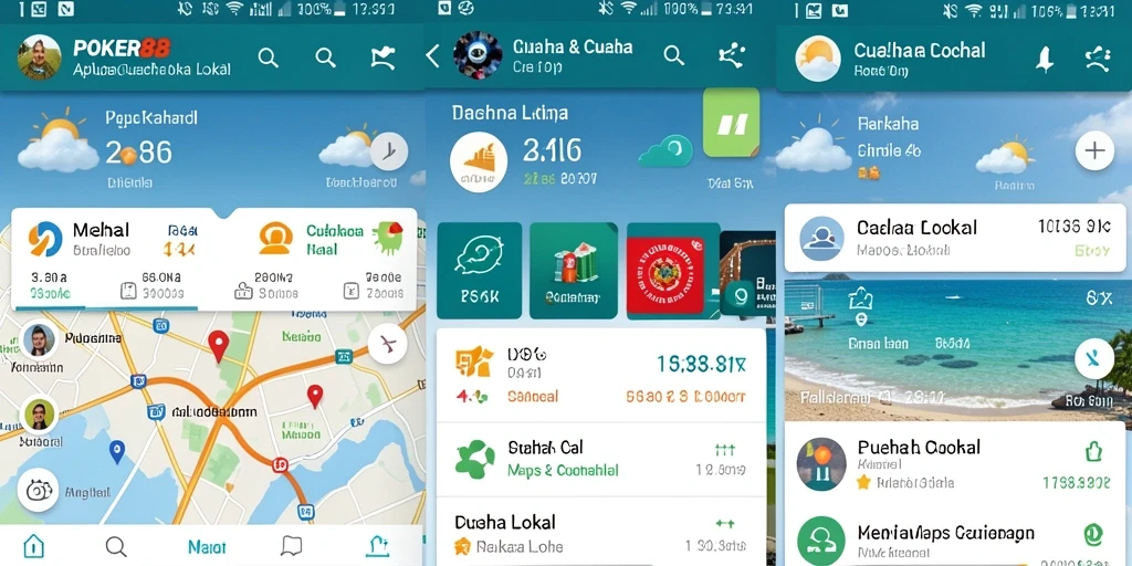 Antarmuka pengguna POKER88 yang menampilkan informasi cuaca lokal.
